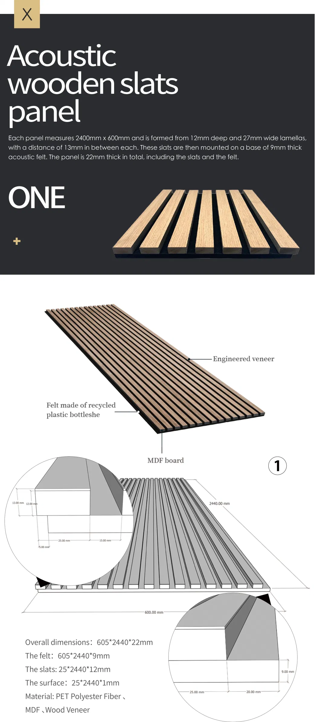 600*2400*9.5mm Oak Acoustic Wood Wall Panel Timber Slats Panel FSC CE Certificate Manufacturer